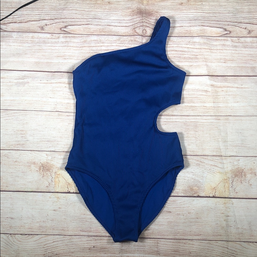 abercrombie kids One-Shoulder Cutout One-Piece Swimsuit - Navy